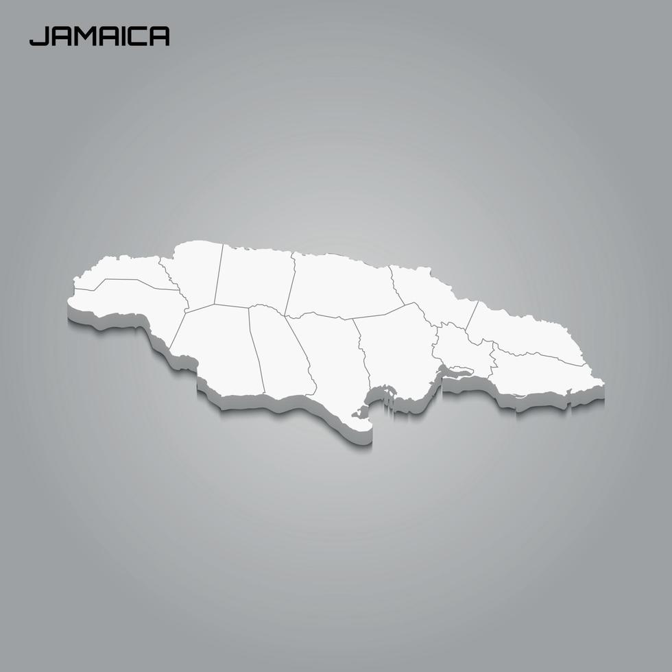 3d map with borders of regions vector