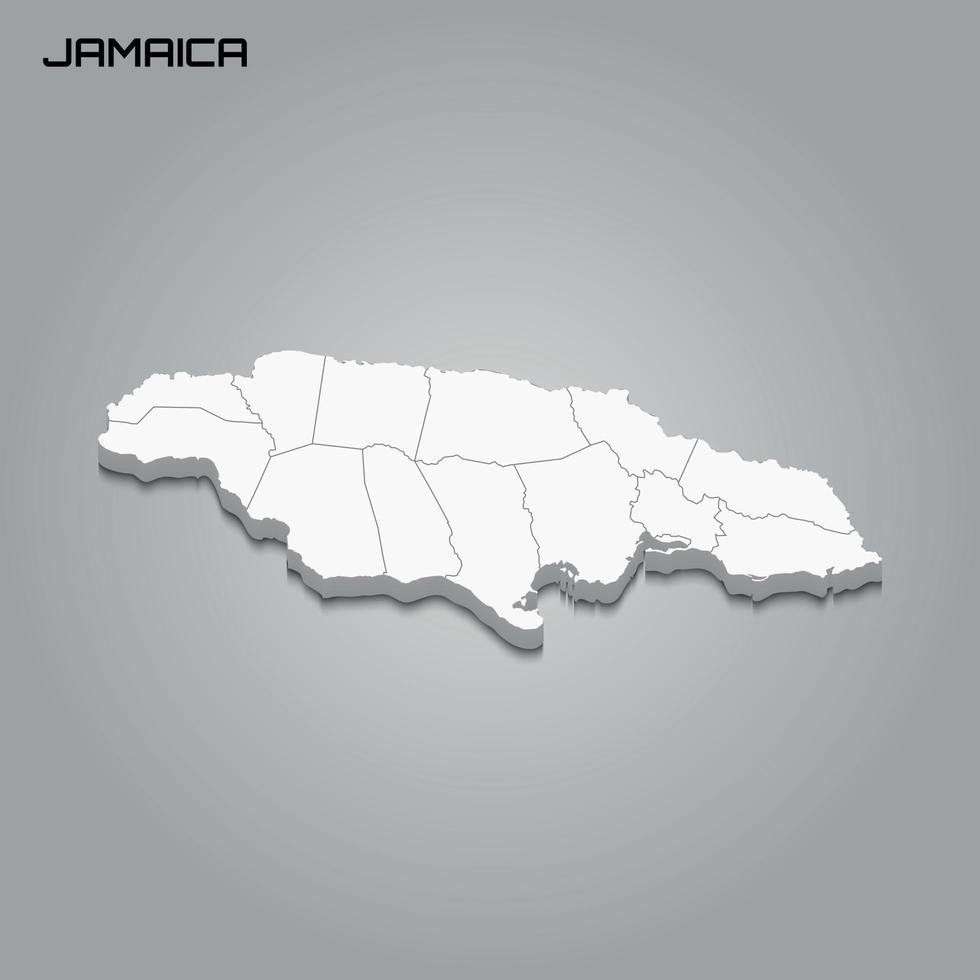 Mapa 3D con fronteras de regiones. vector