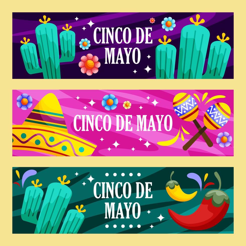 conjunto de banners del festival cinco de mayo vector