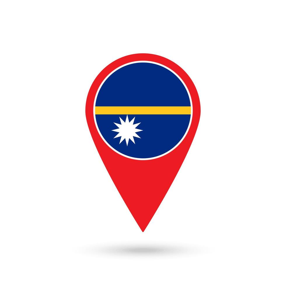 Map pointer with country Nauru. Nauru flag. Vector illustration.