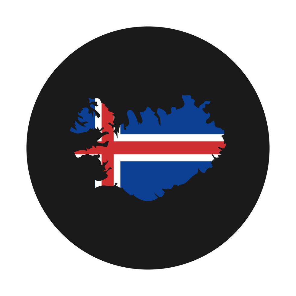 Islandia mapa silueta con bandera sobre fondo negro vector