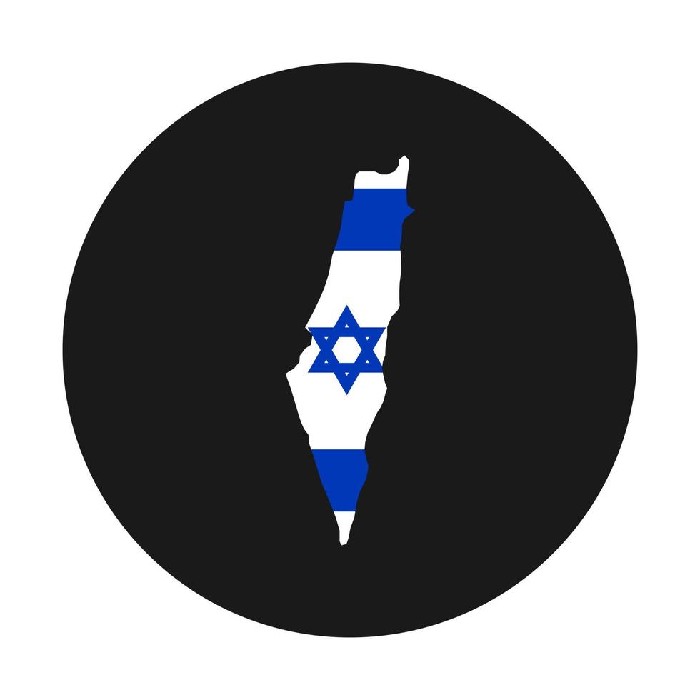 Israel mapa silueta con bandera sobre fondo negro vector