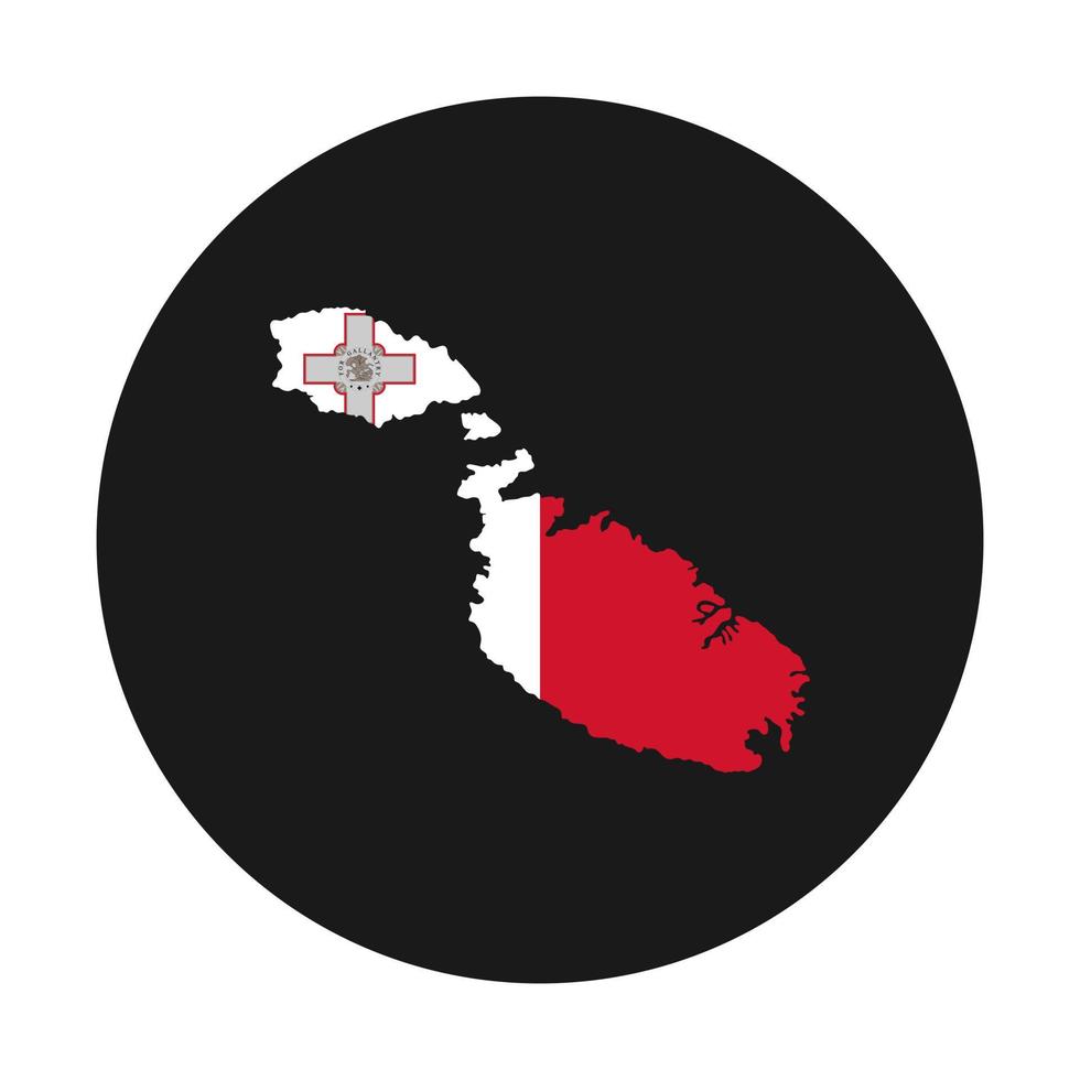 Malta map silhouette with flag on black background vector