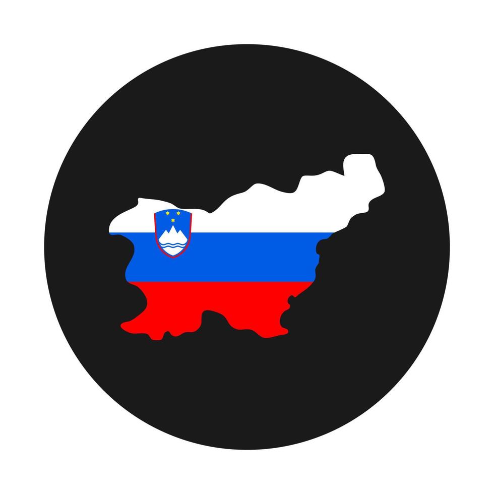 Slovenia map silhouette with flag on black background vector