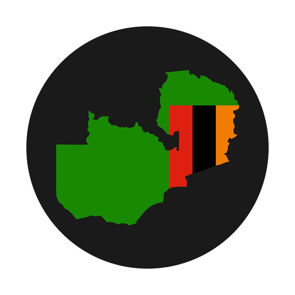 Zambia mapa silueta con bandera sobre fondo negro vector
