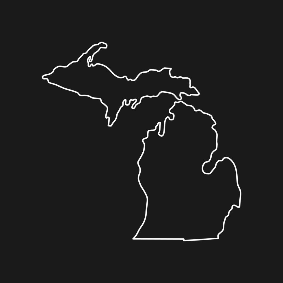 mapa de michigan sobre fondo negro vector