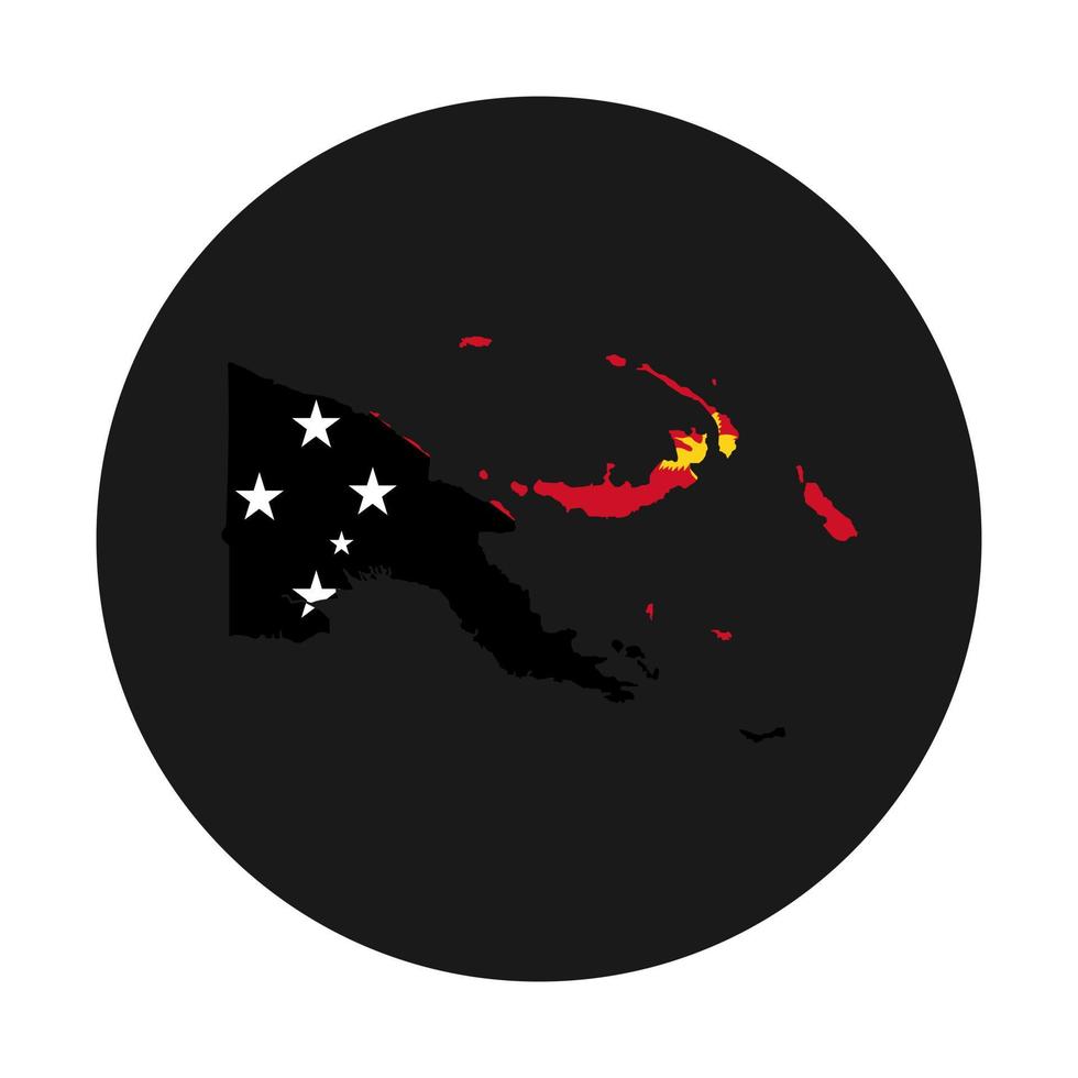 Flag of Papua New Guinea map silhouette with flag on black background vector