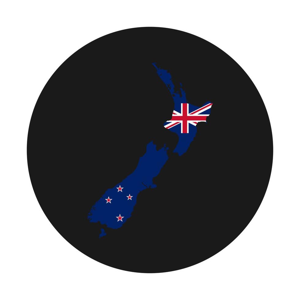 New Zealand map silhouette with flag on black background vector