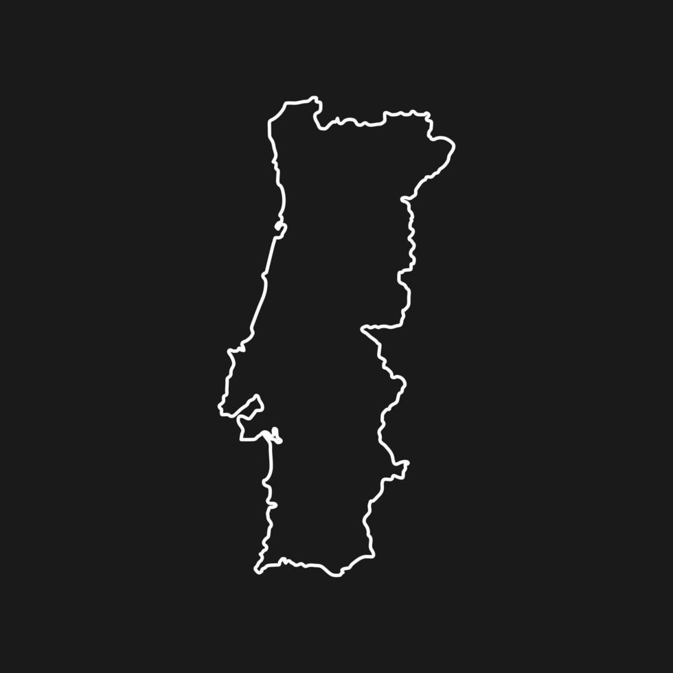 Portugal Map Isolated on Black Background. vector