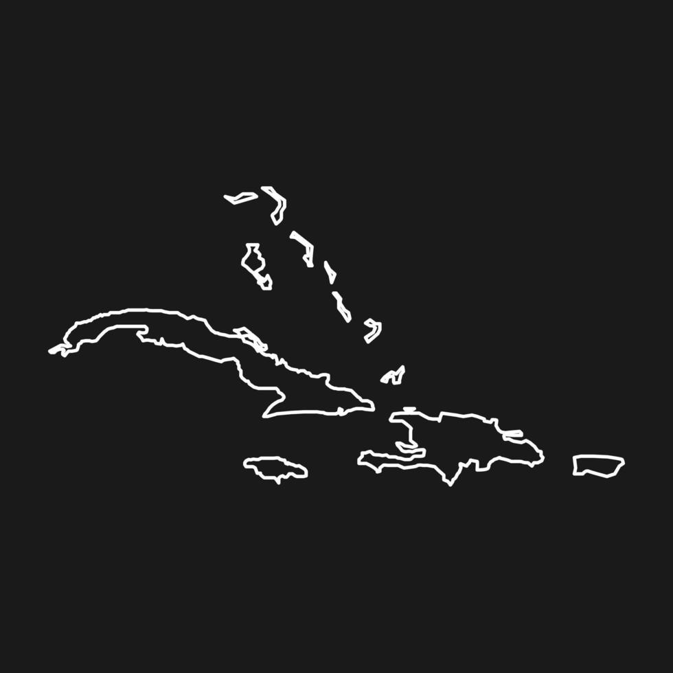 mapa del caribe sobre fondo negro vector