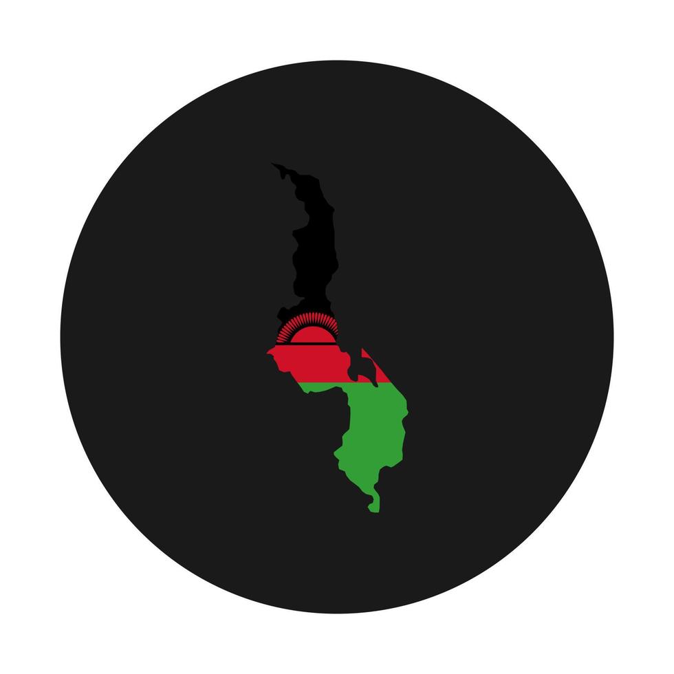 Malawi map silhouette with flag on black background vector