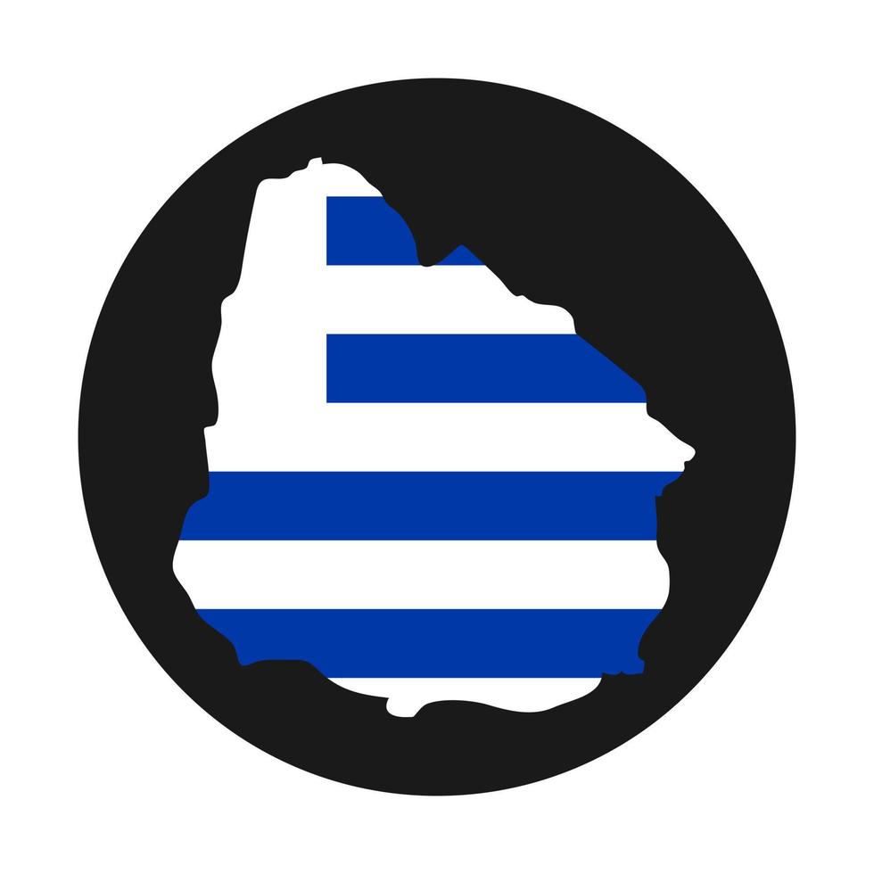 Uruguay mapa silueta con bandera sobre fondo negro vector