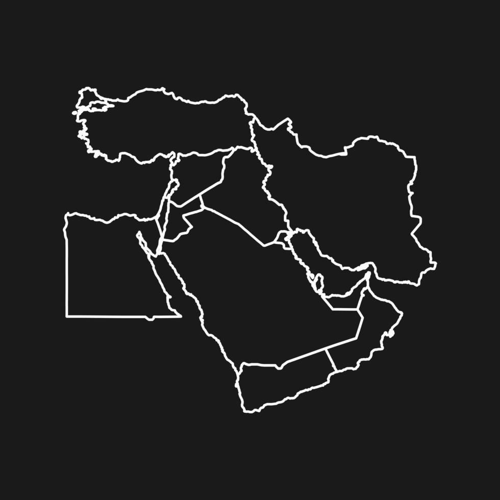 Map of Middle East on Black Background vector