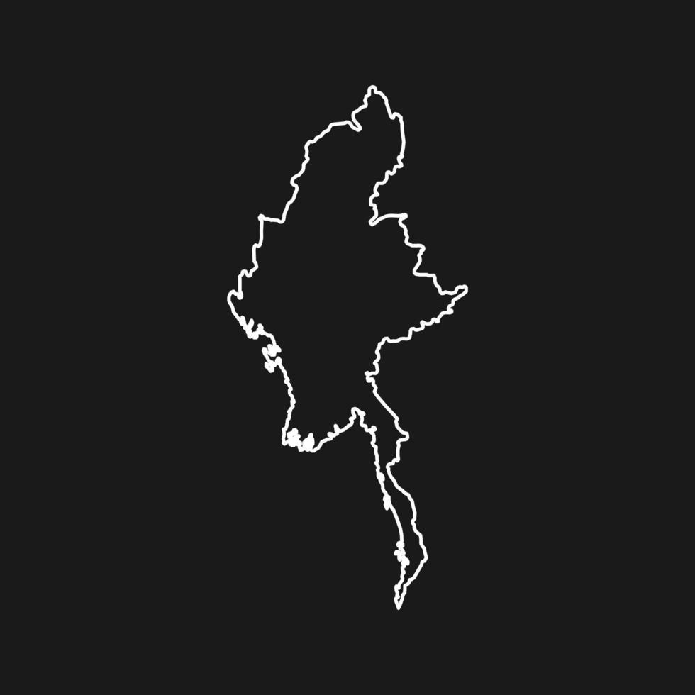 Map of Myanmar on Black Background vector