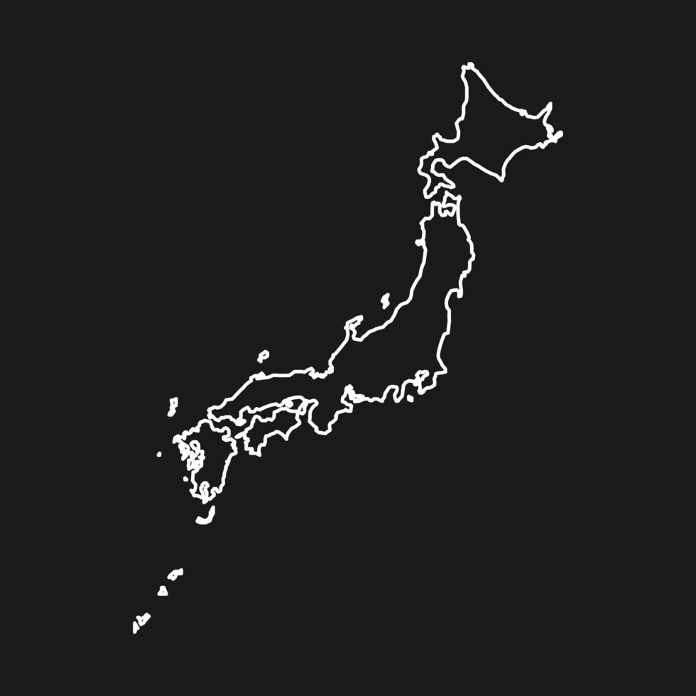 mapa de japón aislado sobre fondo negro. vector