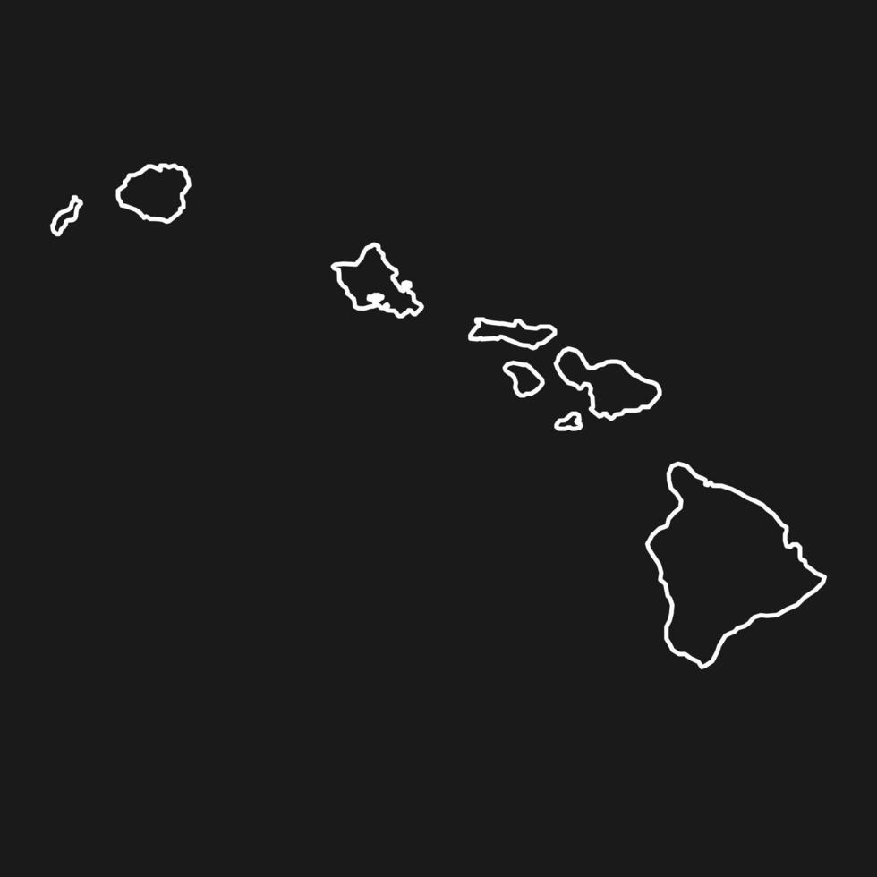 mapa de hawaii sobre fondo negro vector