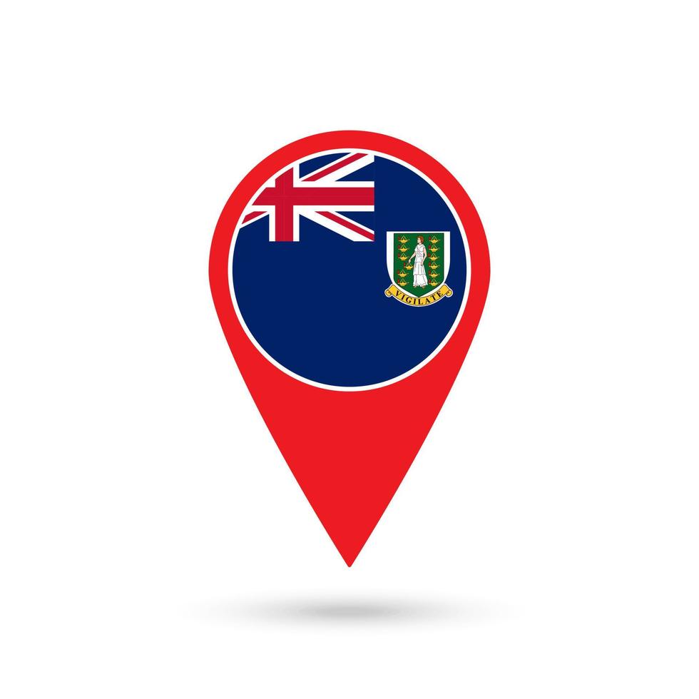 Map pointer with country Virgin Islands. Virgin Islands flag. Vector illustration.