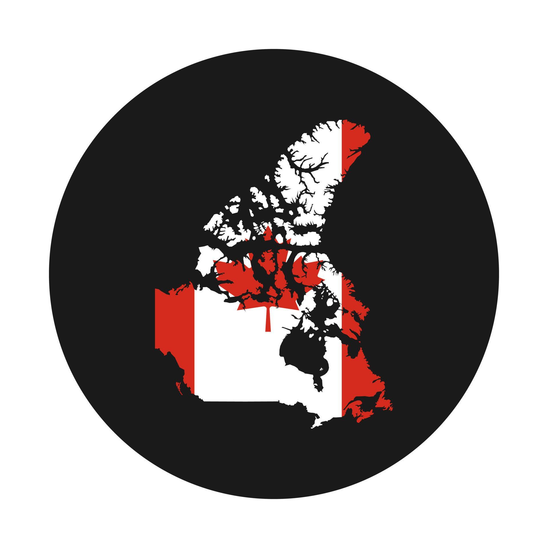 Canada map silhouette with flag on black background 6580277 Vector Art