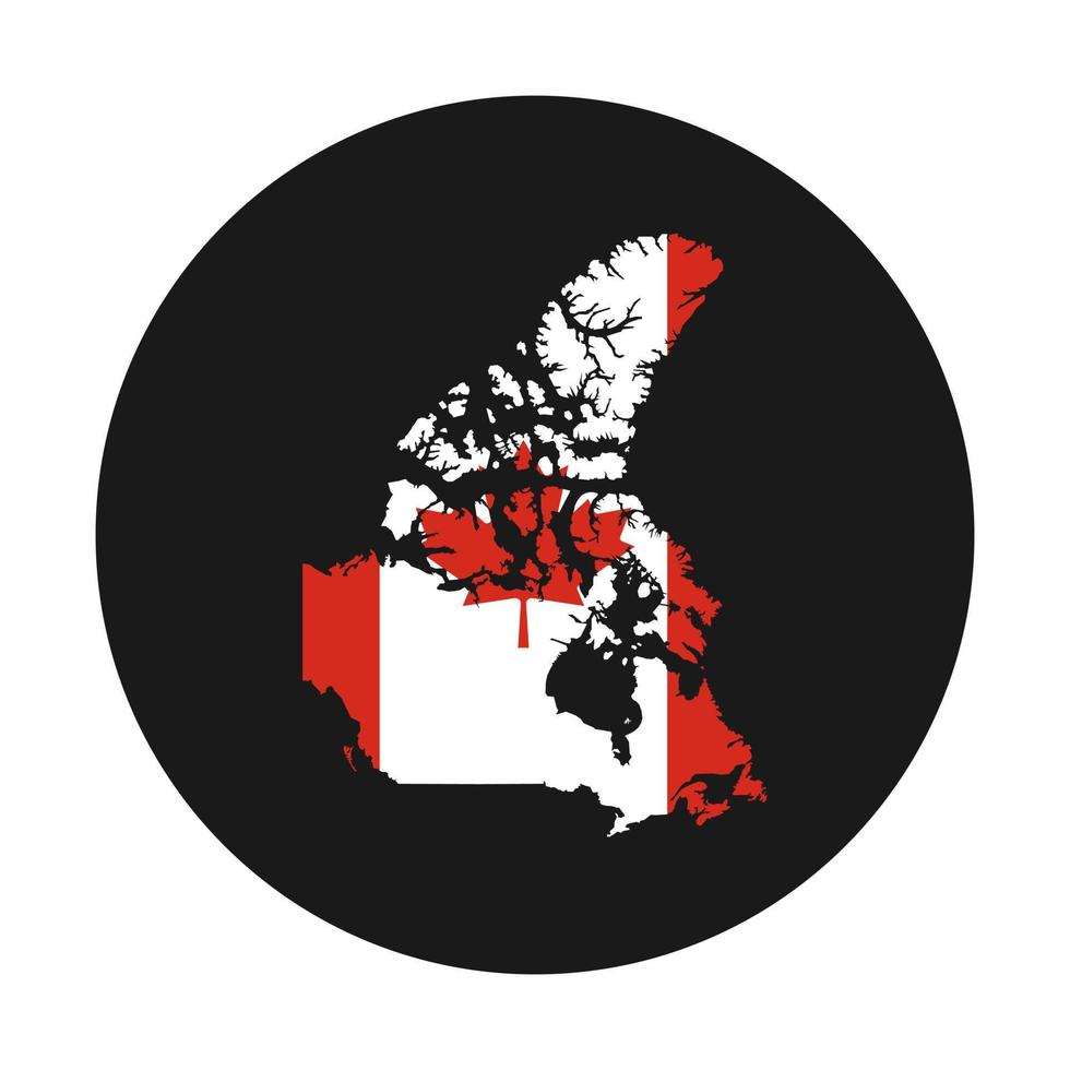 Canada map silhouette with flag on black background vector