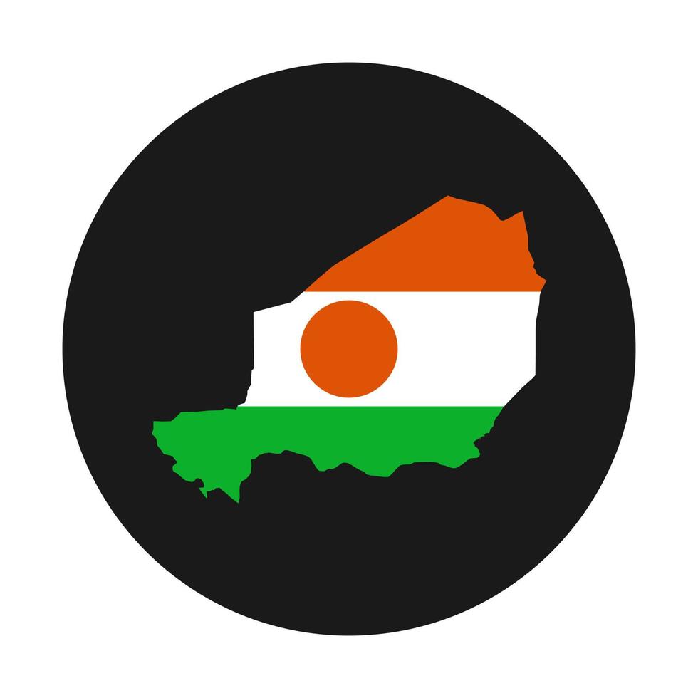 Niger map silhouette with flag on black background vector