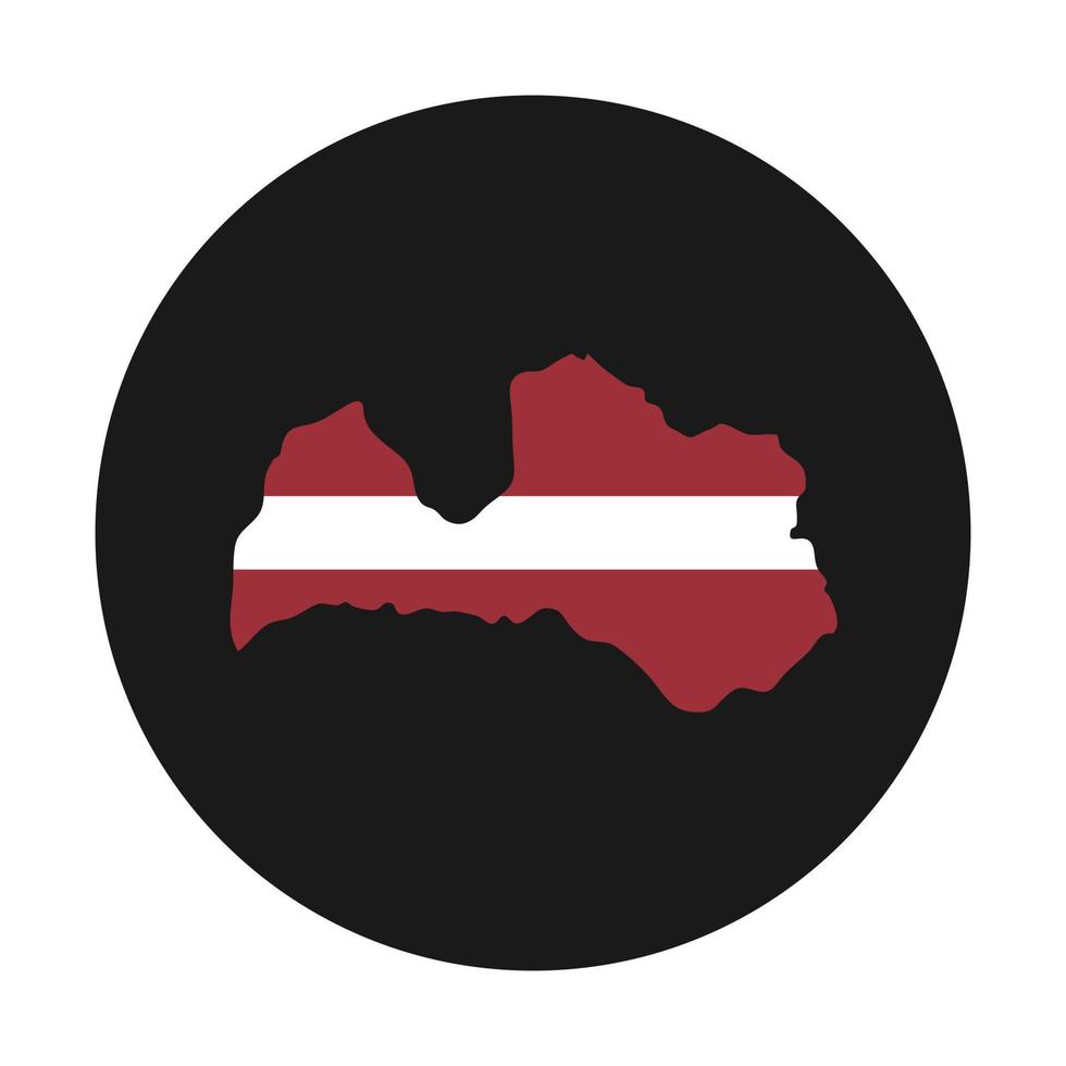 Letonia mapa silueta con bandera sobre fondo negro vector