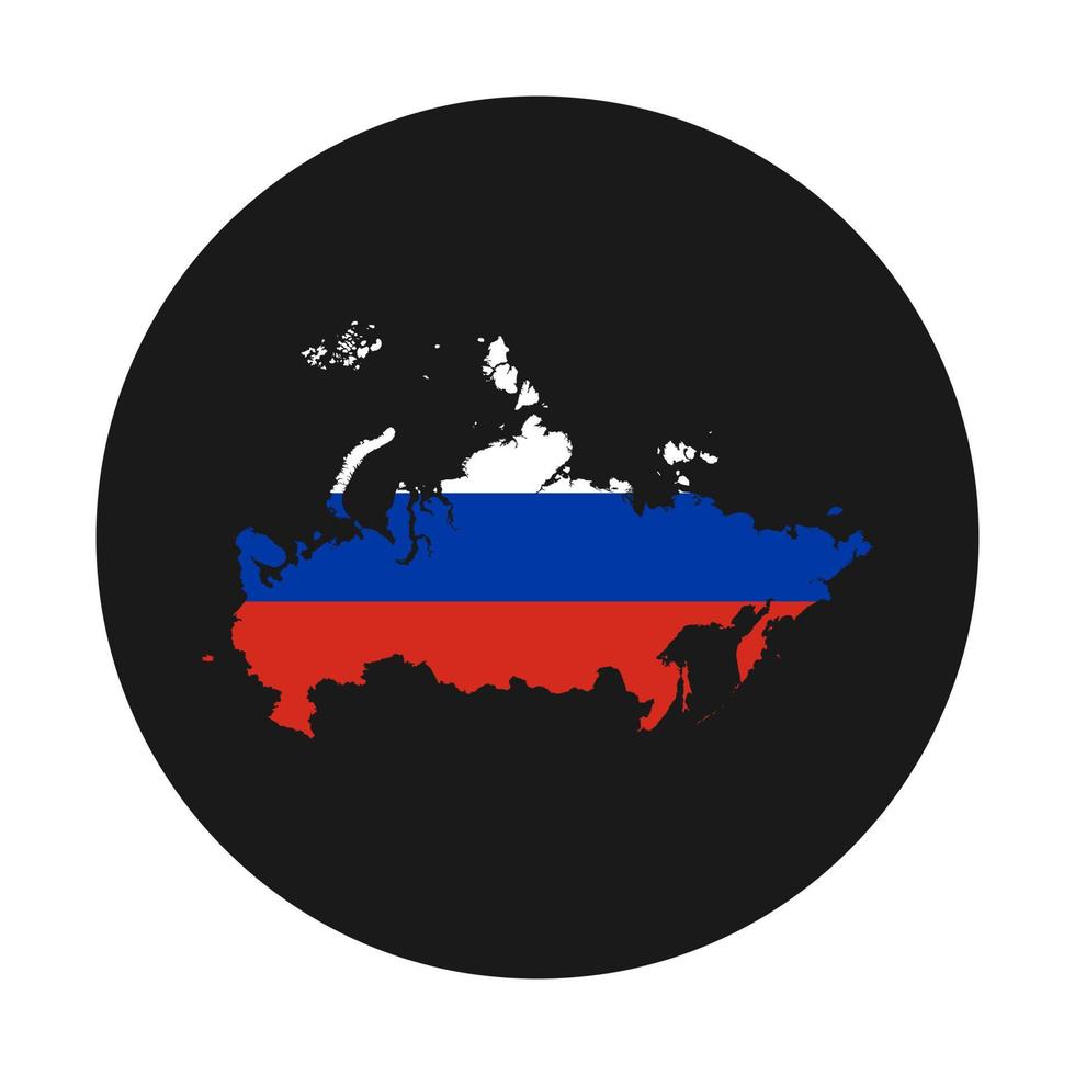 Russia map silhouette with flag on black background vector