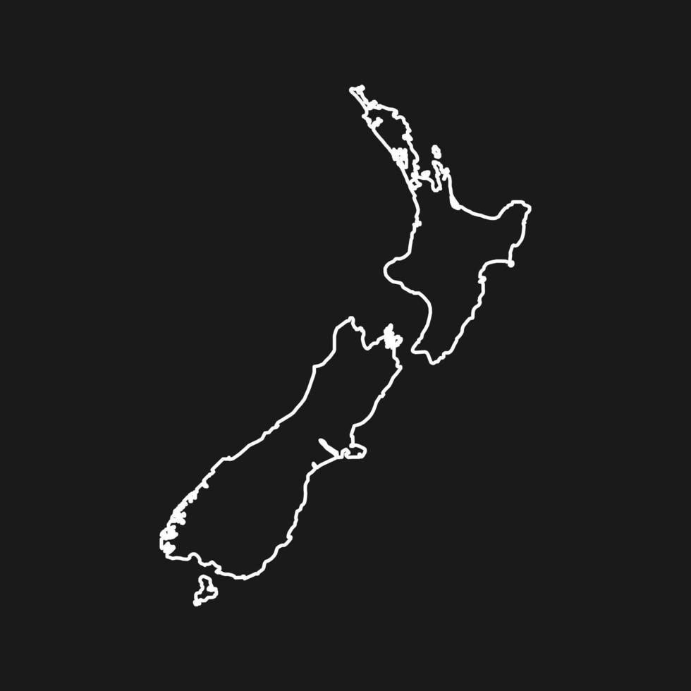 Map of New Zealand on Black Background vector