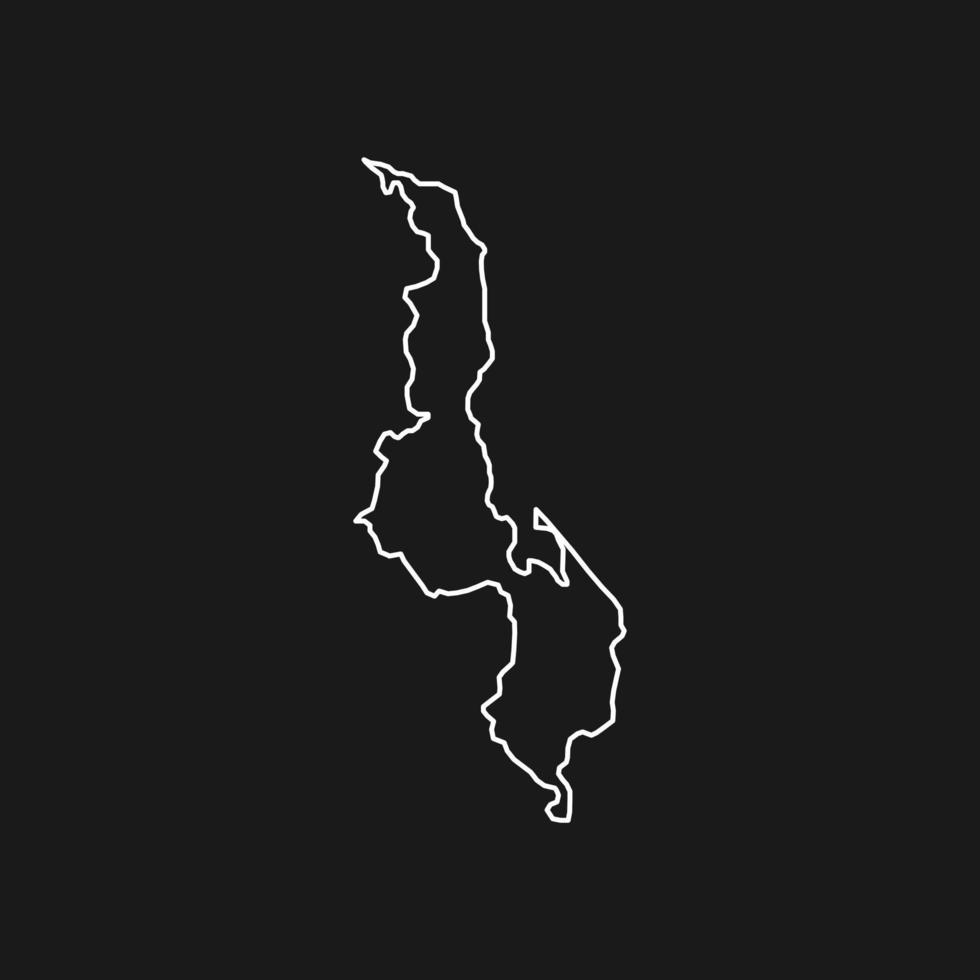 Map of Malawi on Black Background vector