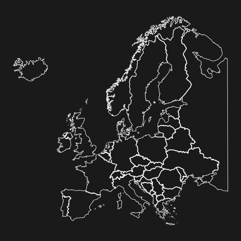 Europe map with country borders outline graphic vector