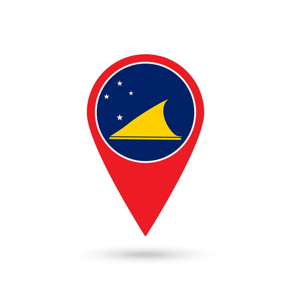 Map pointer with country Tokelau. Tokelau flag. Vector illustration.