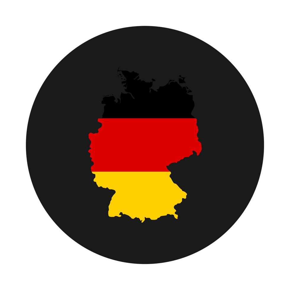 Alemania mapa silueta con bandera sobre fondo negro vector