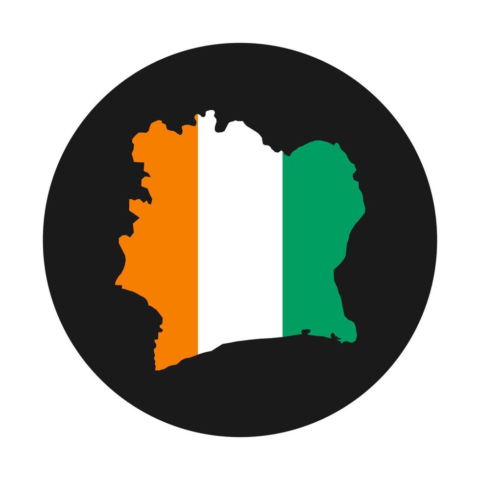 Ivory Coast map silhouette with flag on black background vector