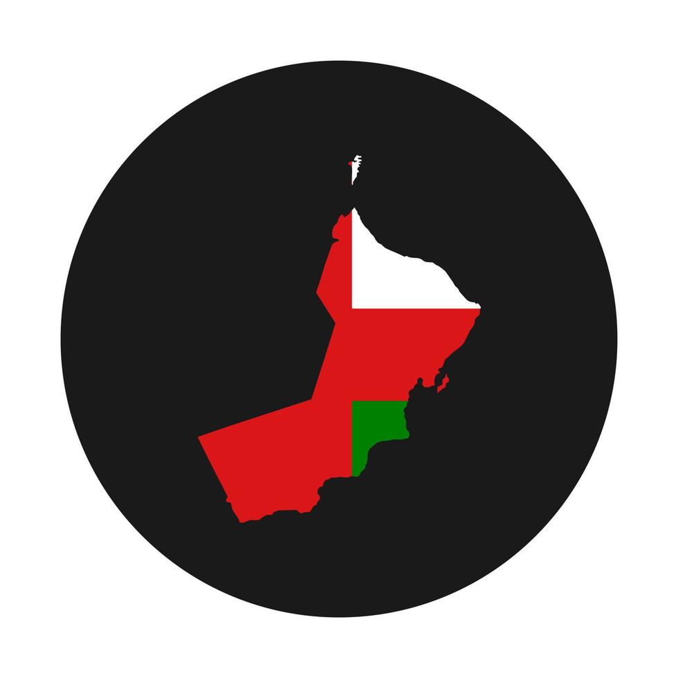 Oman map silhouette with flag on black background vector