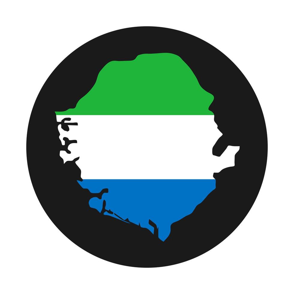 Sierra Leona mapa silueta con bandera sobre fondo negro vector
