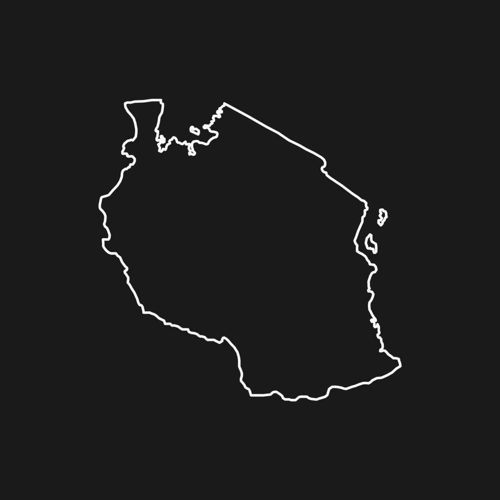 Map of Tanzania on Black Background vector