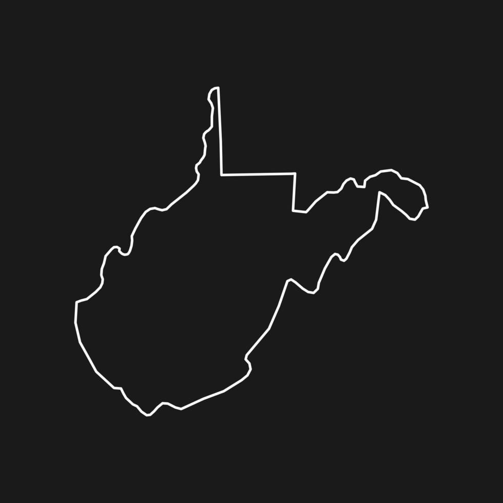 West Virginia map on black background vector