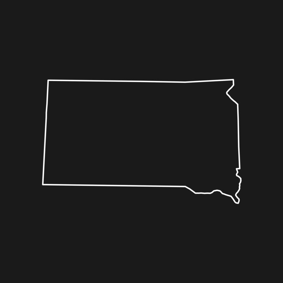 South Dakota map on black background vector