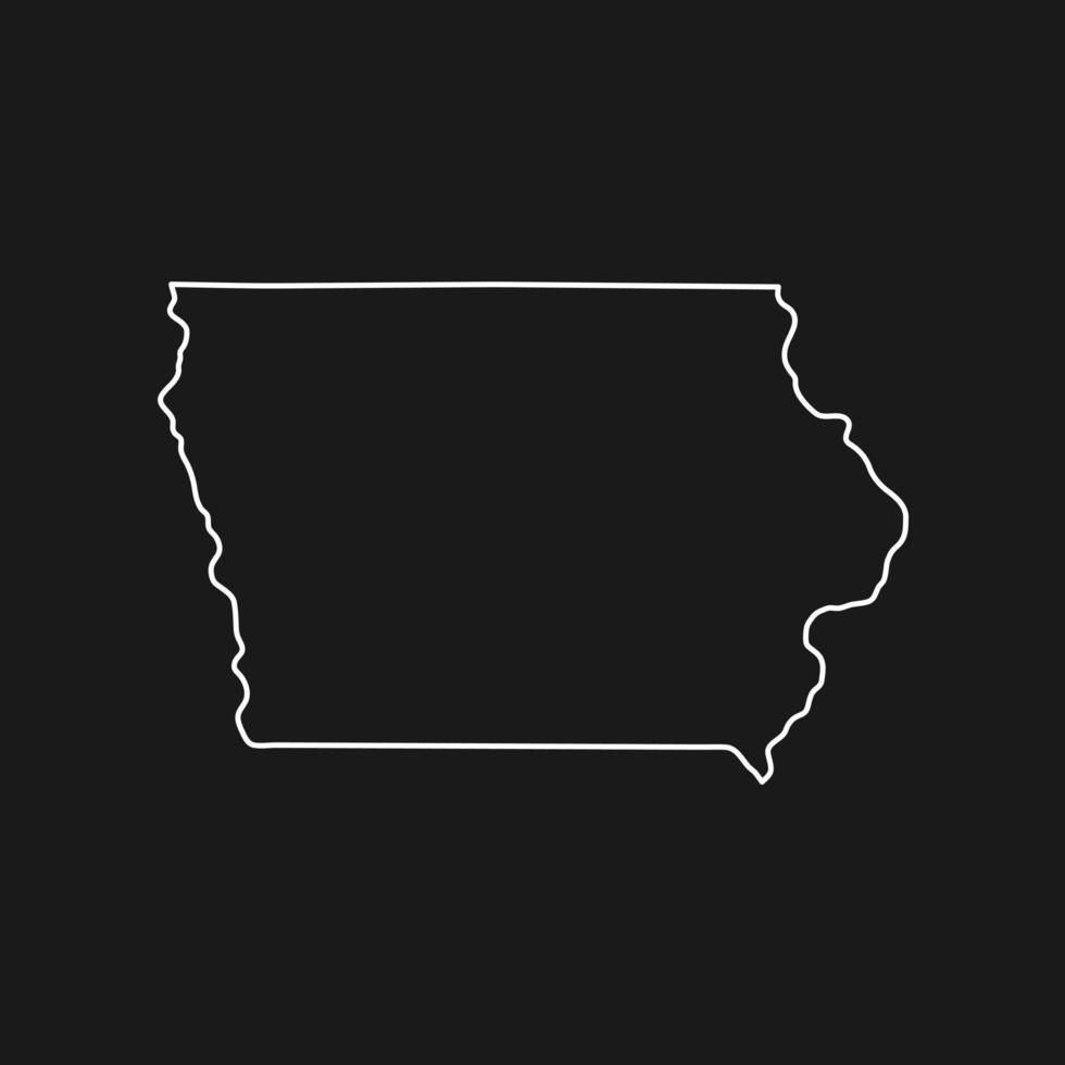 Iowa map on black background vector