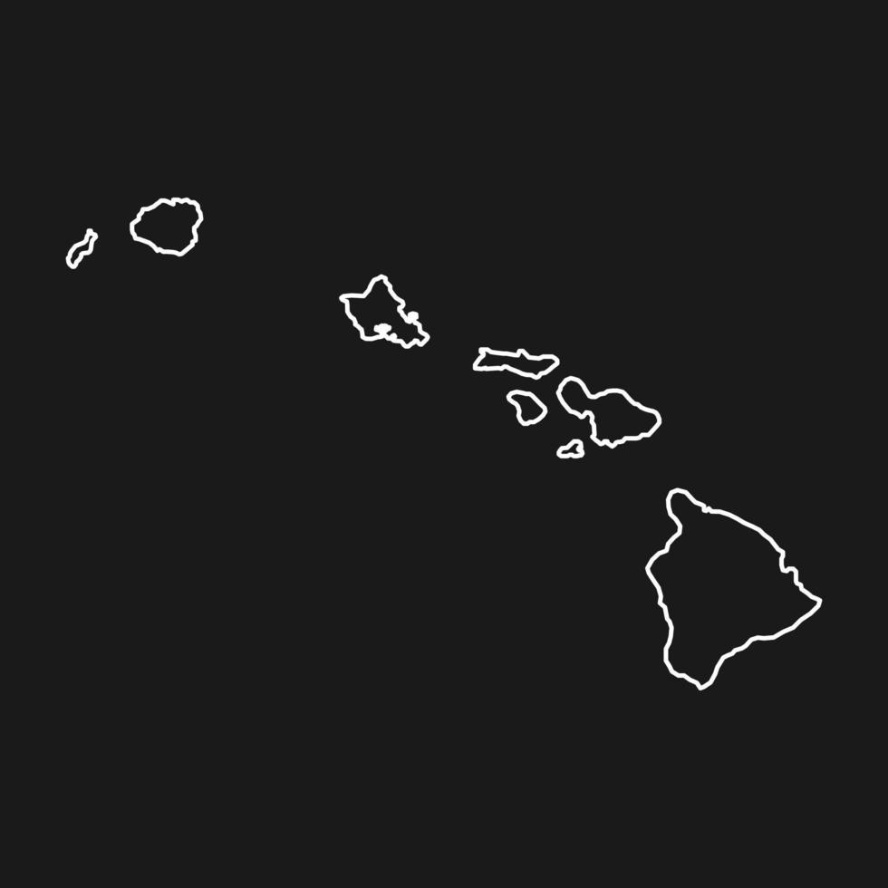 mapa de hawaii sobre fondo negro vector