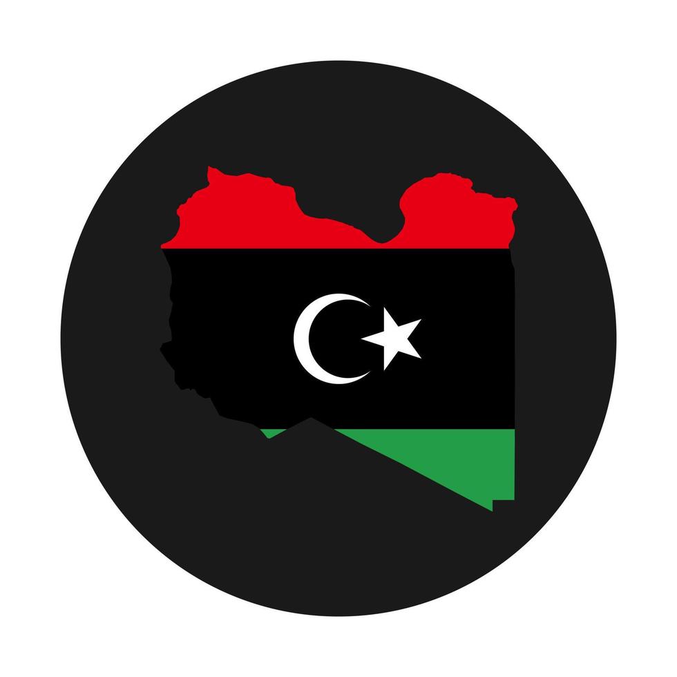 Libya map silhouette with flag on black background vector