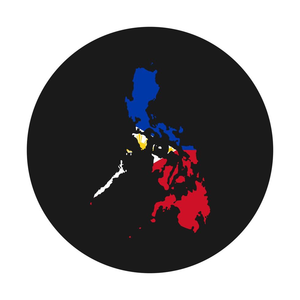 Filipinas mapa silueta con bandera sobre fondo negro vector