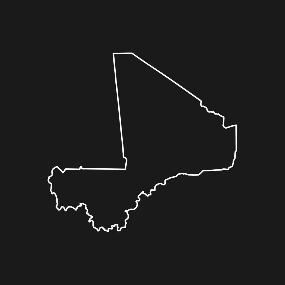 Map of Mali on Black Background vector