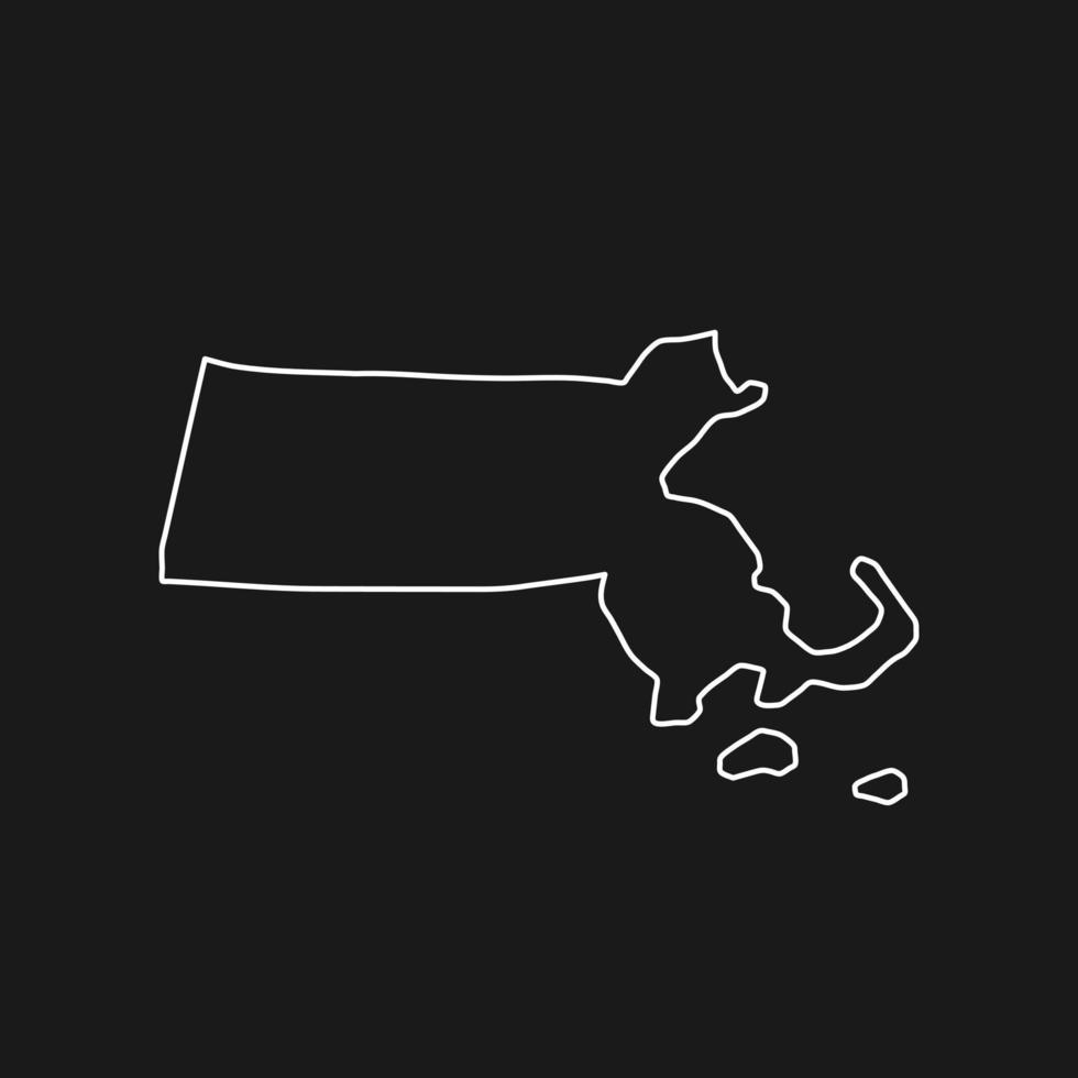 Mapa de Massachusetts sobre fondo negro vector