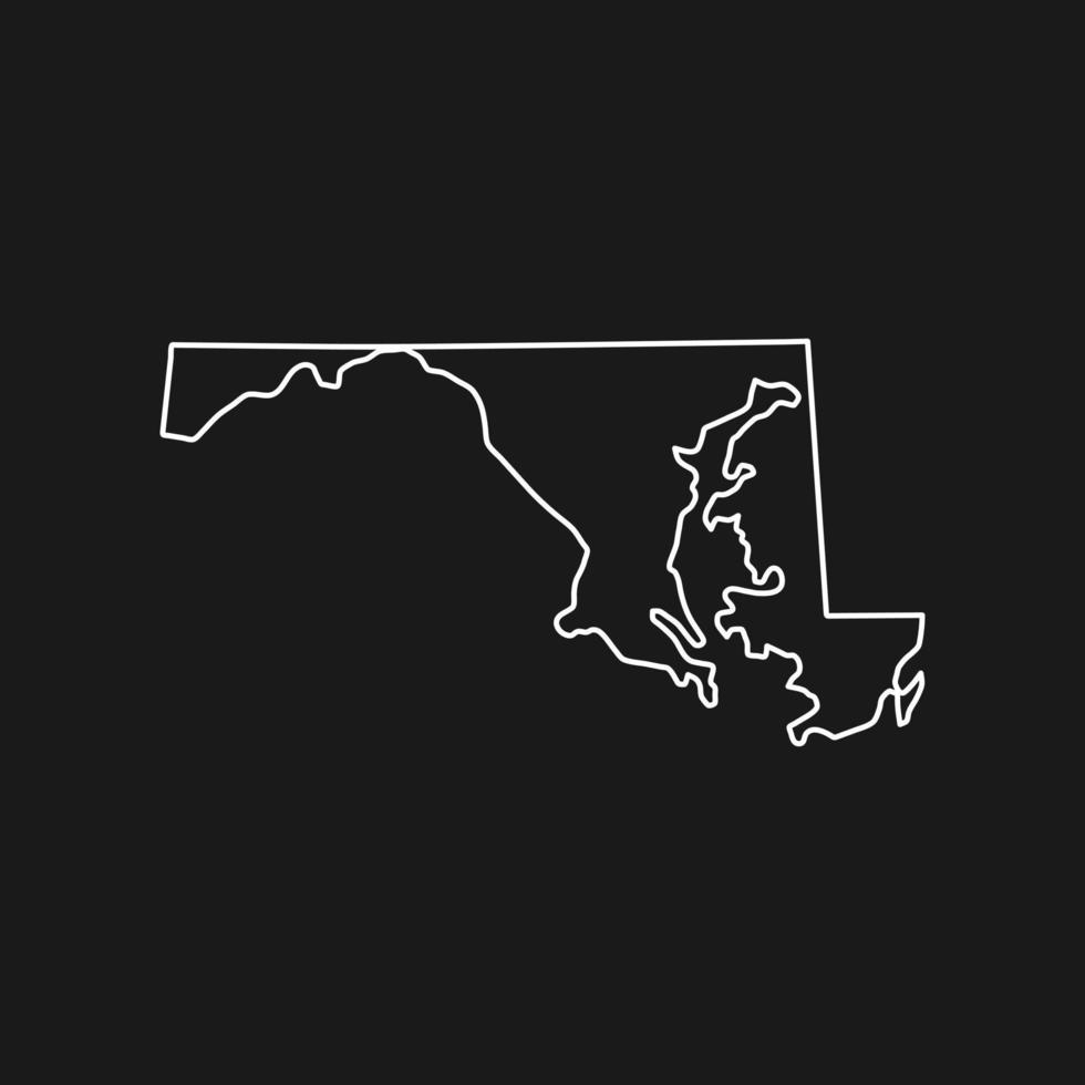 Maryland map on black background vector