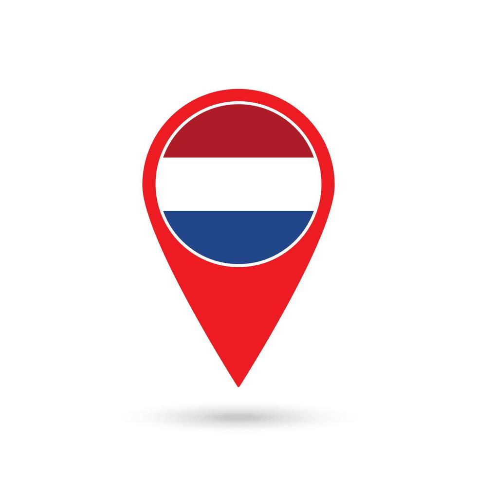 Map pointer with country Caribbean Netherlands. Caribbean Netherlands flag. Vector illustration.