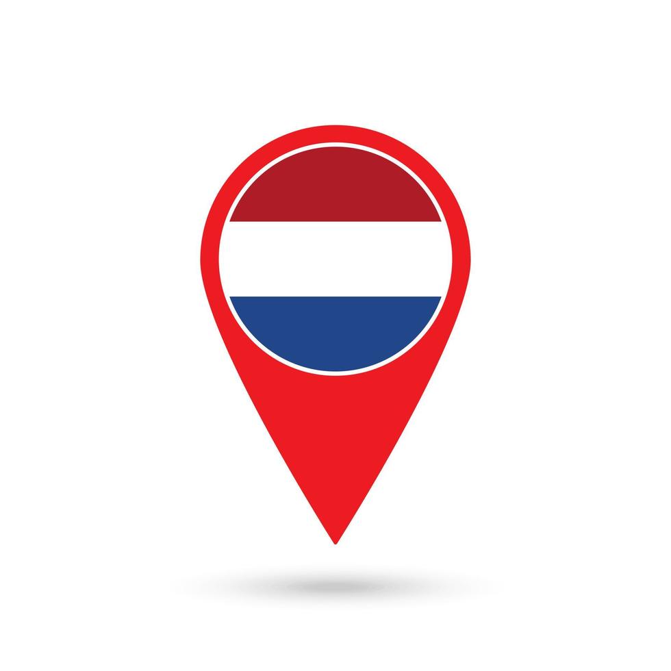 Map pointer with country Caribbean Netherlands. Caribbean Netherlands flag. Vector illustration.