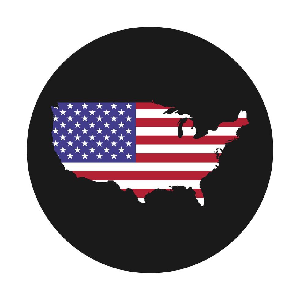 USA map silhouette with flag on black background vector