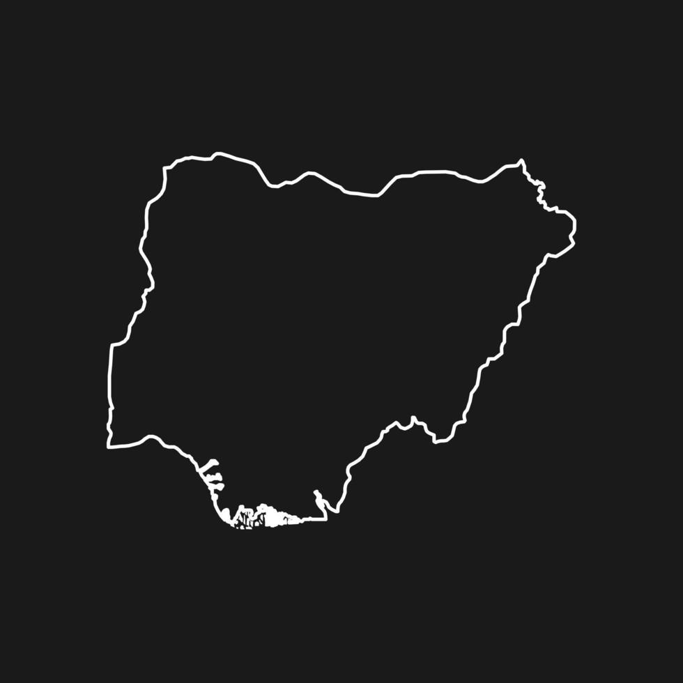 Mapa de Nigeria sobre fondo negro vector