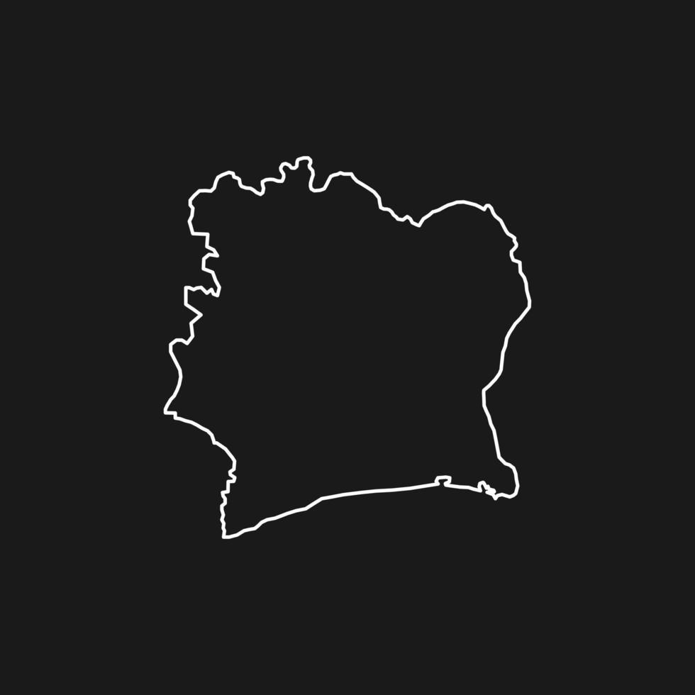 Map of Ivory Coast on Black Background vector