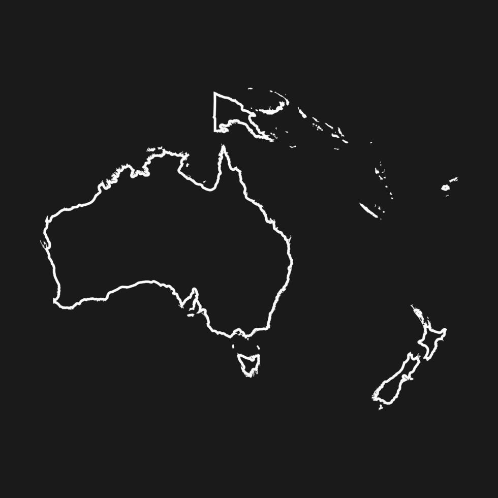 mapa de australia y oceanía. mapa de contorno del continente. vector